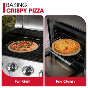 Unicook pizza stone absorbs moisture to produce a crisp crust.
