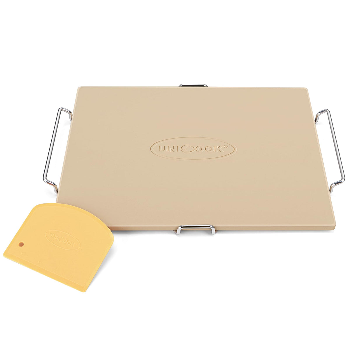 Unicook pizza stone 15x12 rectangle for oven and grill delivers crispy crust.