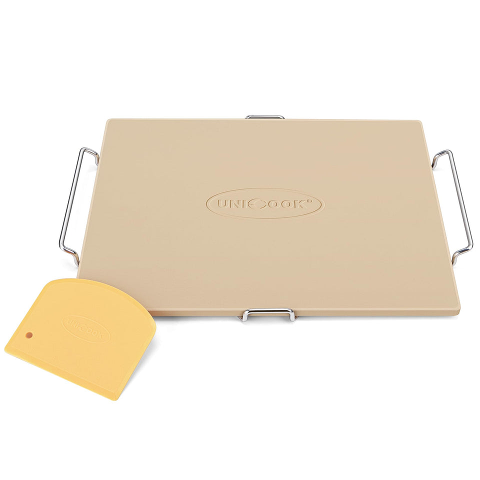 Unicook pizza stone 15x12 rectangle for oven and grill delivers crispy crust.