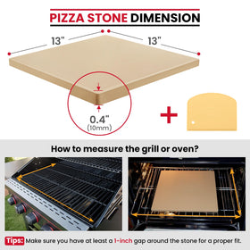 Unicook pizza stone with 13x13 surface delivers even heat for crispy crust