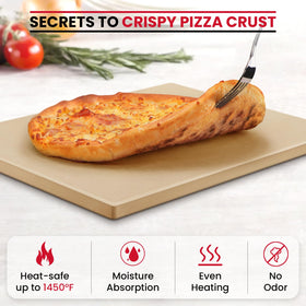 Unicook large baking surface fits multiple pizzas or breads.