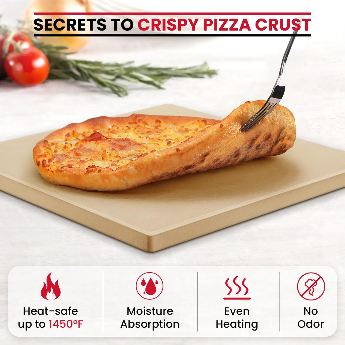 Unicook pizza stone on grill delivering even heat for pizzas.
