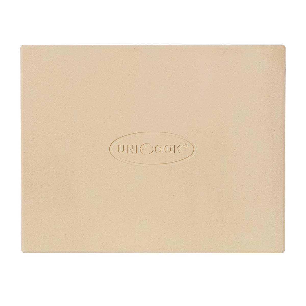 Unicook pizza stone in an oven, rectangular 15x12, suitable for crispy crust.