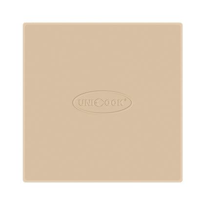 Unicook pizza stone for oven and grill highlights heat resistance for crispy results