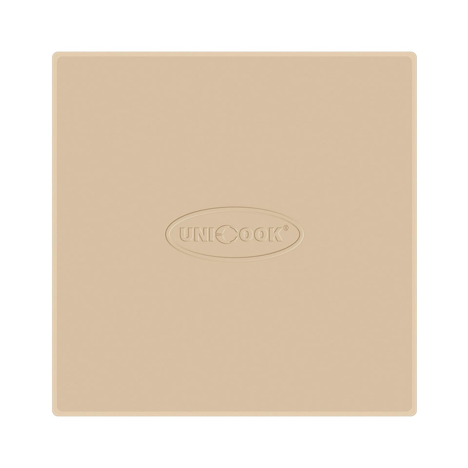 Unicook pizza stone for oven and grill highlights heat resistance for crispy results
