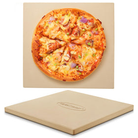 Unicook 16x16 pizza stone on oven rack for even baking.