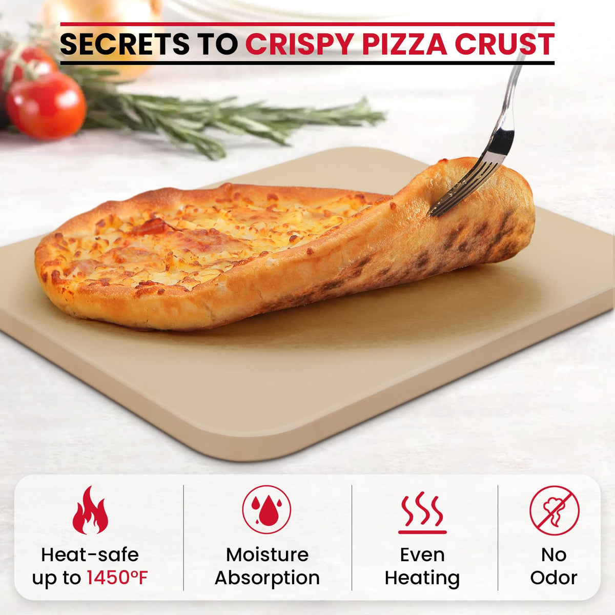 Unicook porous surface absorbs moisture for golden crisp crust.