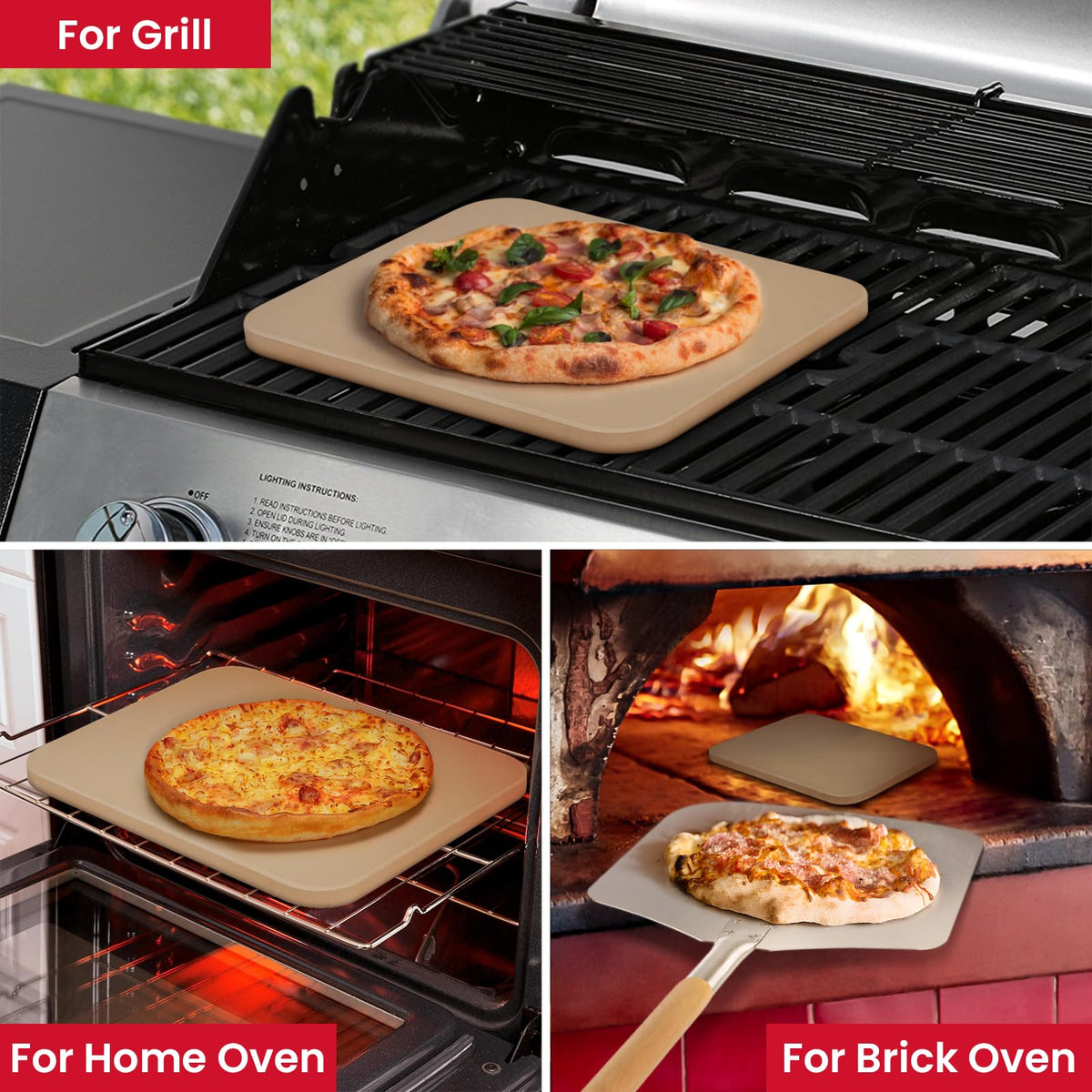 Unicook reversible pizza stone offers two usable sides for versatile baking.