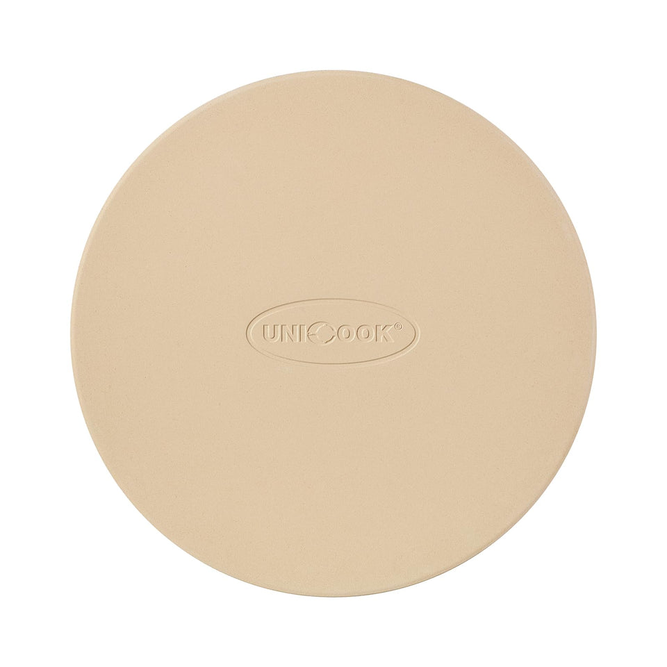 Unicook small pizza stone in oven showcasing even heat for crispy crust.