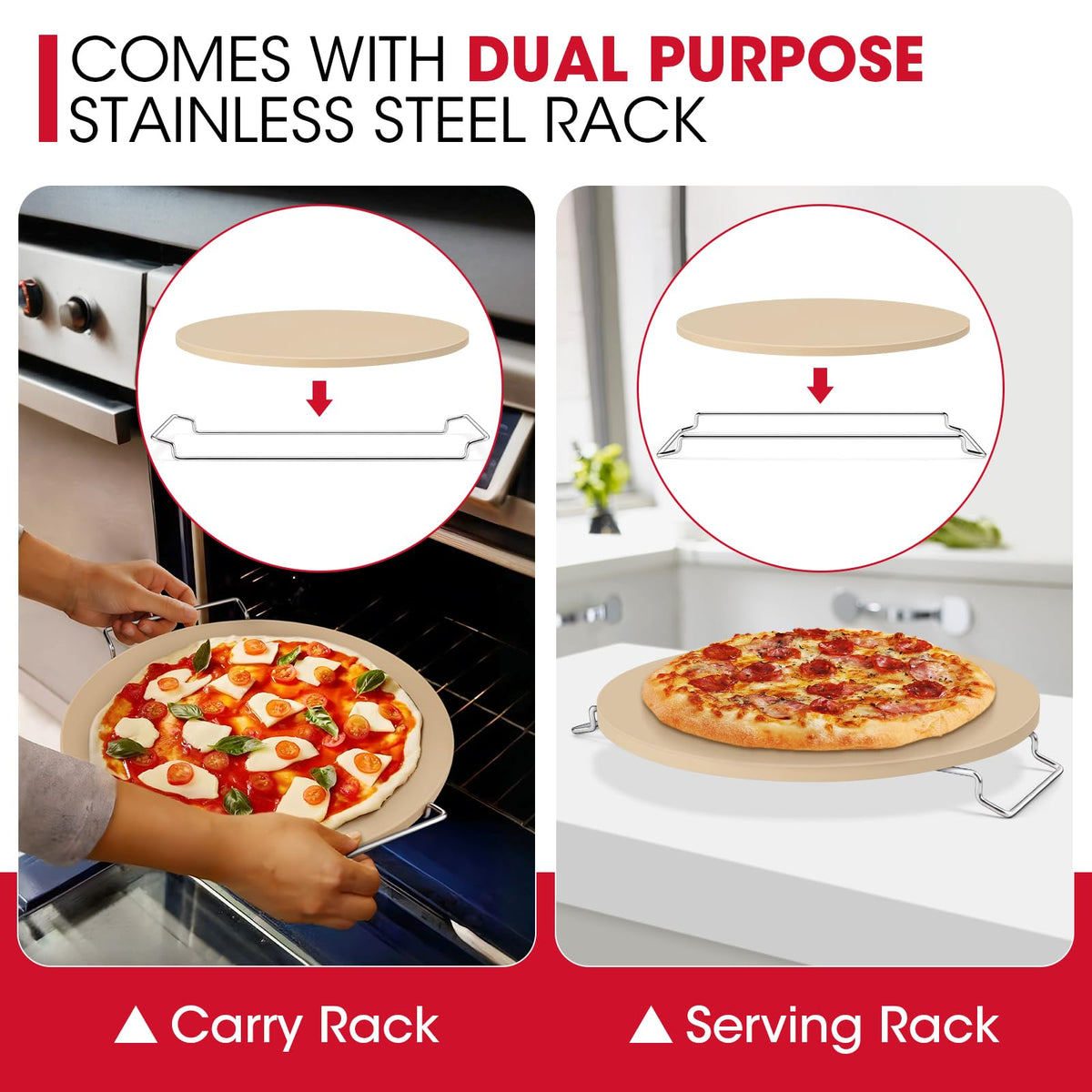 Unicook versatile stone bakes pizzas, bread, and cookies with ease.