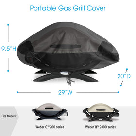 Unicook Baby Q cover shields grill from sun and moisture.