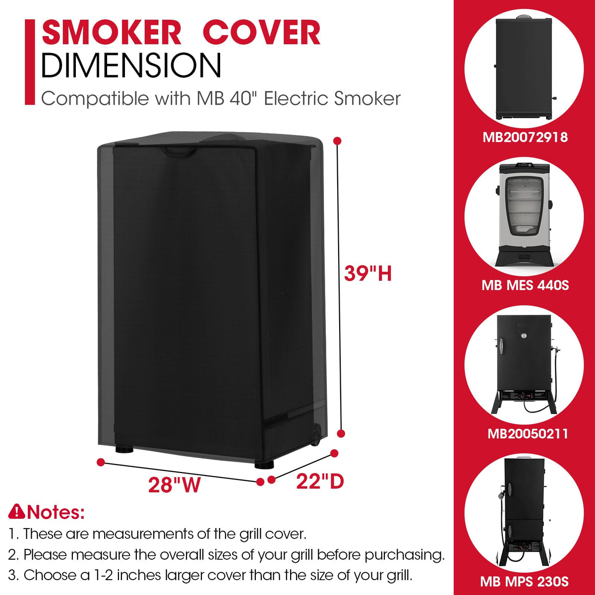 Unicook cover features polyester lining to reduce scratches and keep the smoker clean