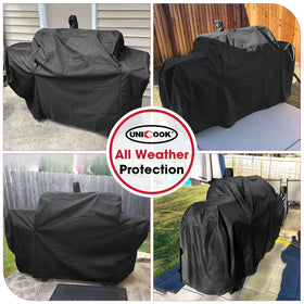 Unicook cover dimensions 74W x 30.5D x 41.5H fits large grills securely