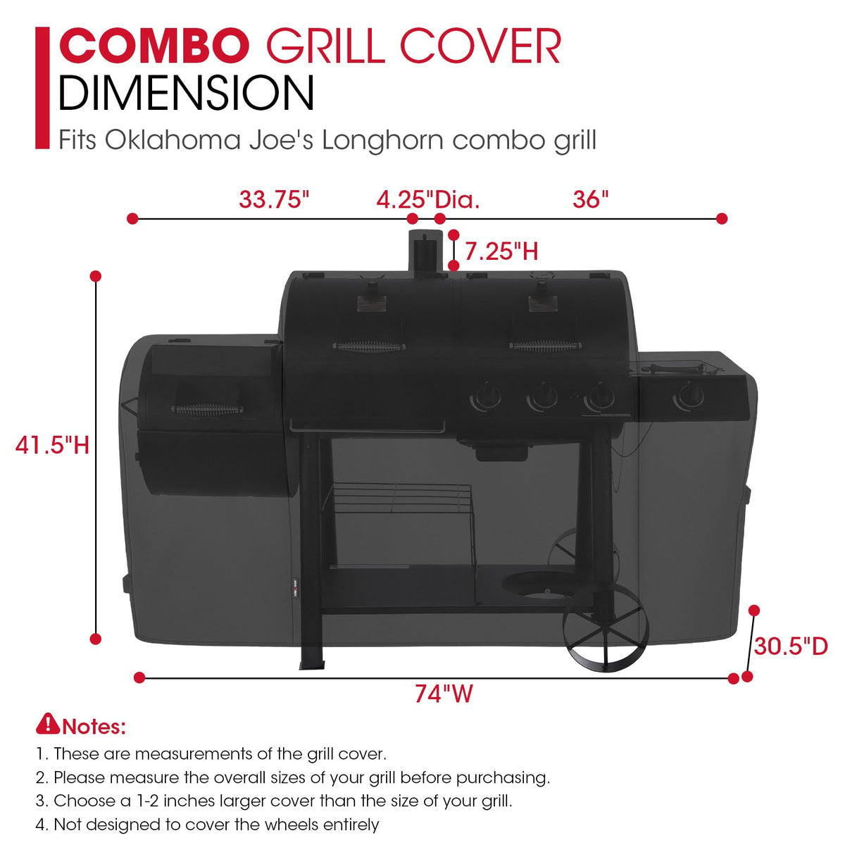 Unicook Longhorn combo grill fit shown in side view for compatibility