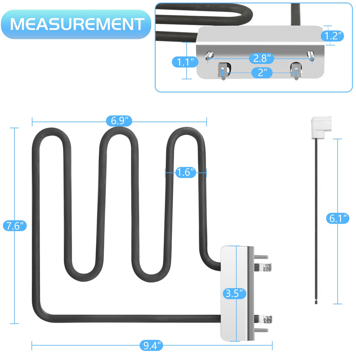 Unidanho heating element kit components ready for retrofit