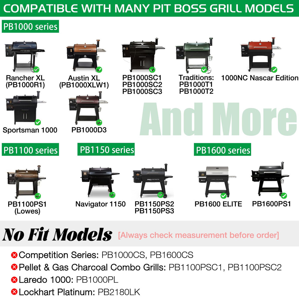Compatible with Pit Boss Pro Series 1100 and Rancher XL grills