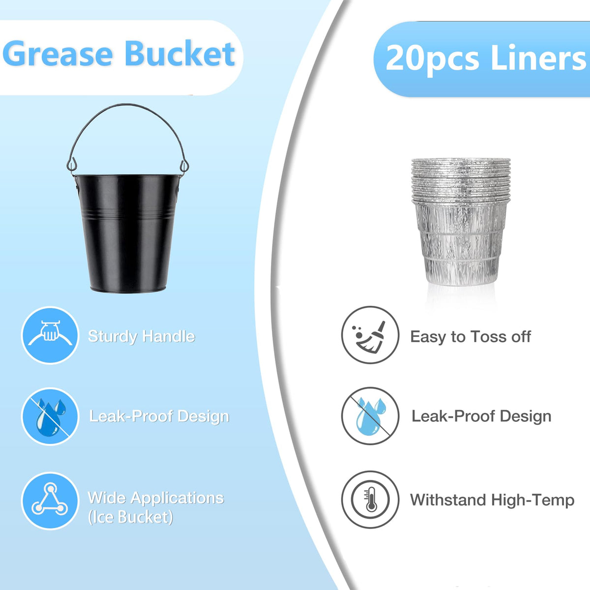 Unidanho disposable liners simplify cleanup and extend grill bucket life.