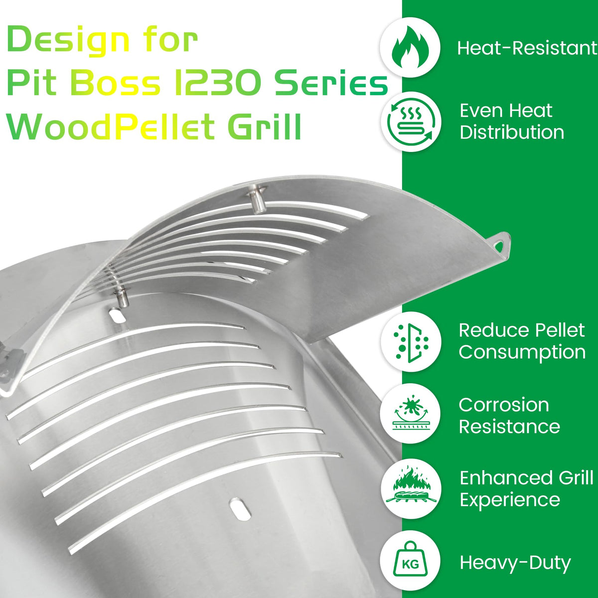 Unidanho flame broiler slide cover for Pit Boss 1230 improves heat control and searing consistency.