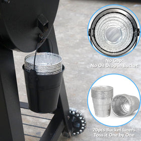 Unidanho grease bucket liner in use highlights mess-free grease collection.