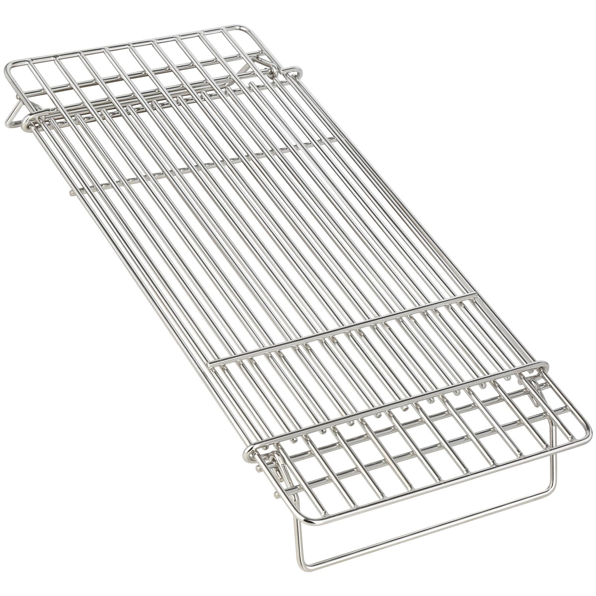 Unidanho grill rack for Blackstone warming grid showing adjustable length for flexible griddle setups