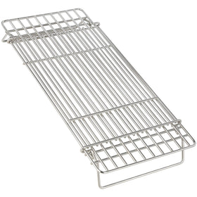 Unidanho grill rack for Blackstone warming grid showing adjustable length for flexible griddle setups