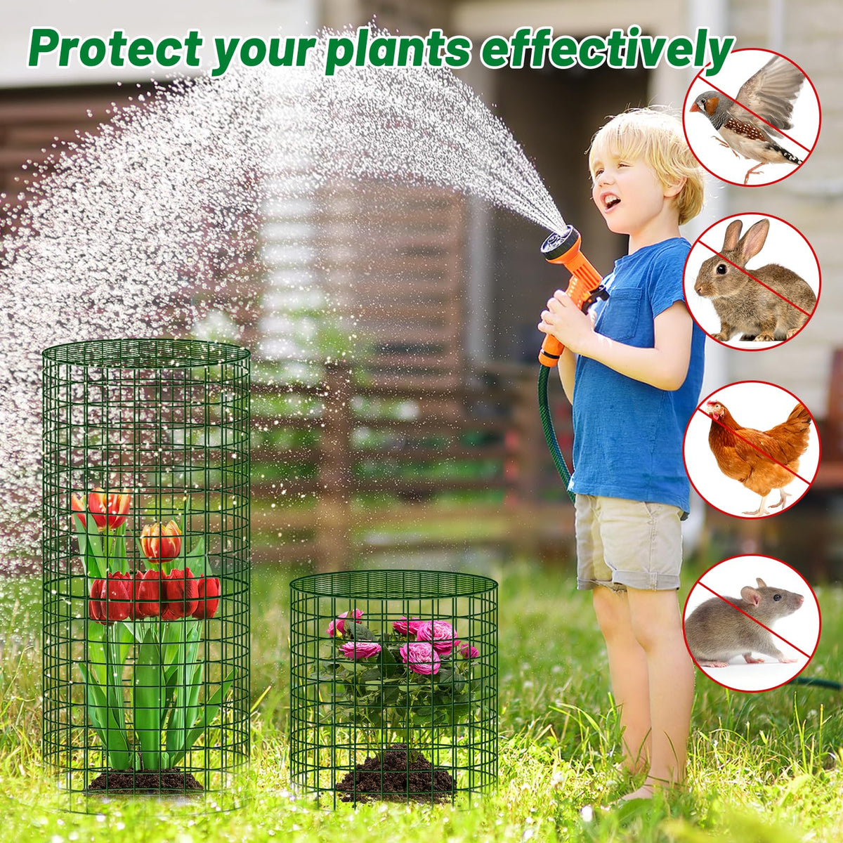 UNIFAMILY ground stakes securing the cage in soil