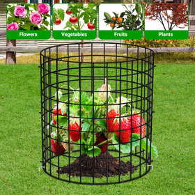 UNIFAMILY ground stakes and zip ties securing nets around plants.