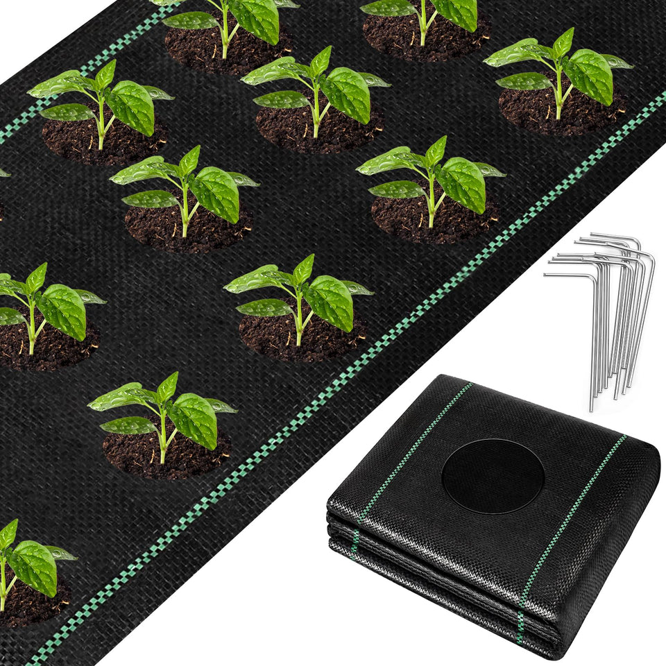 UNIFAMILY landscape fabric with breathable holes improves soil airflow and moisture management.