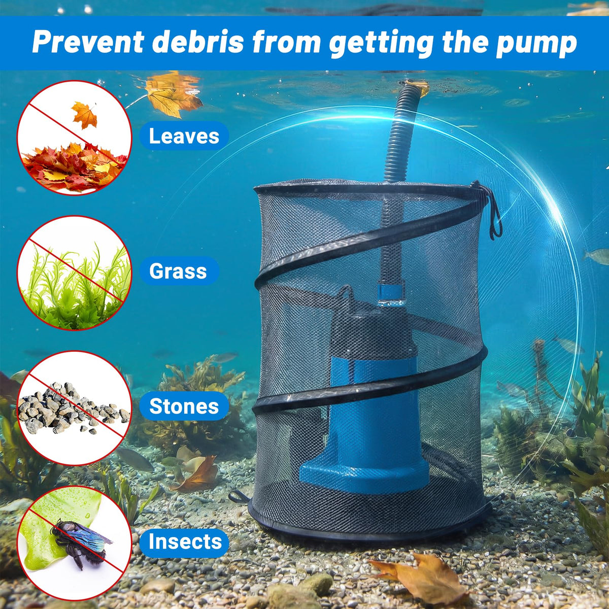 UNIFAMILY pond filter bag ideal for outdoor ponds and pools.