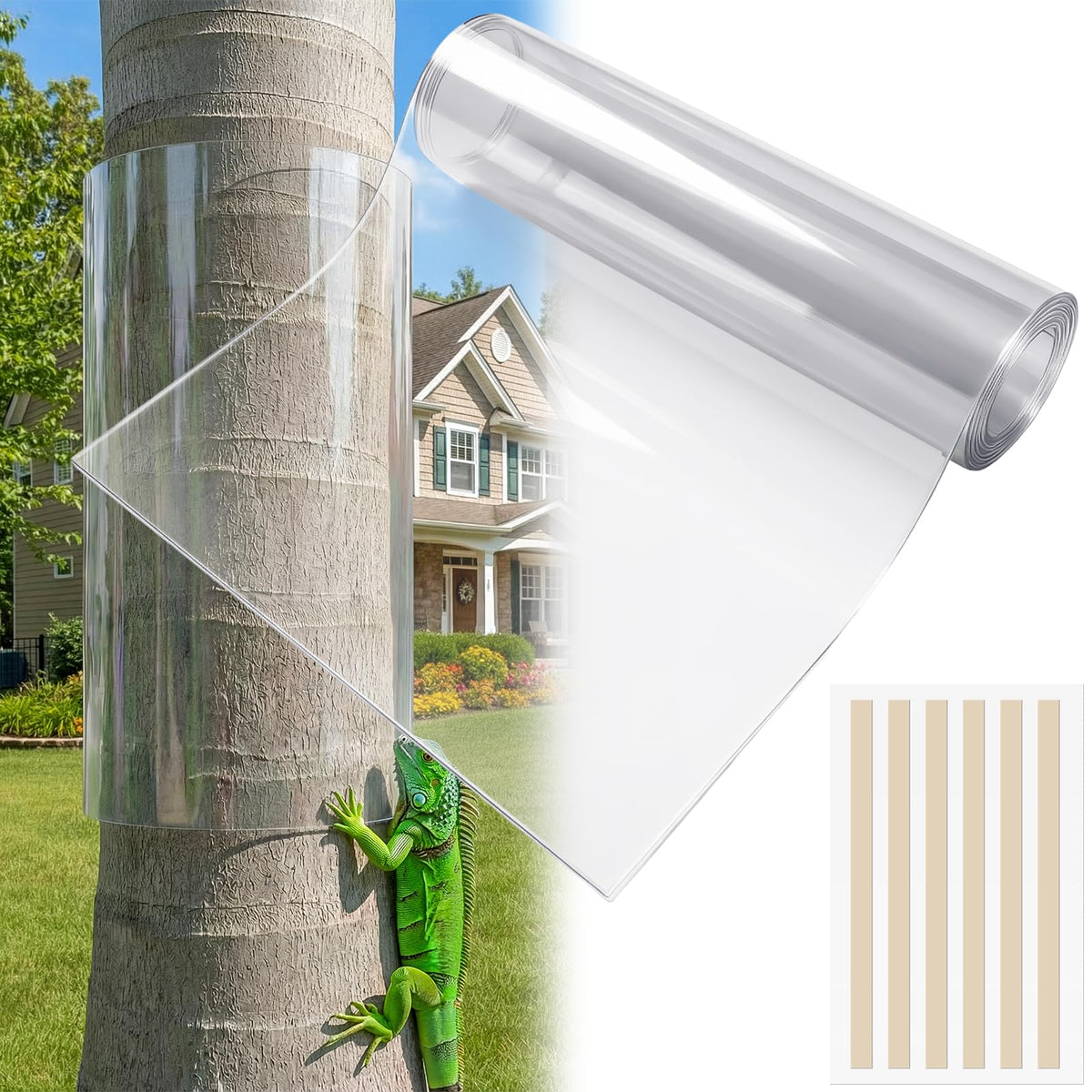 UNIFAMILY tree trunk protector wrap deters reptiles and cats from climbing trunks.