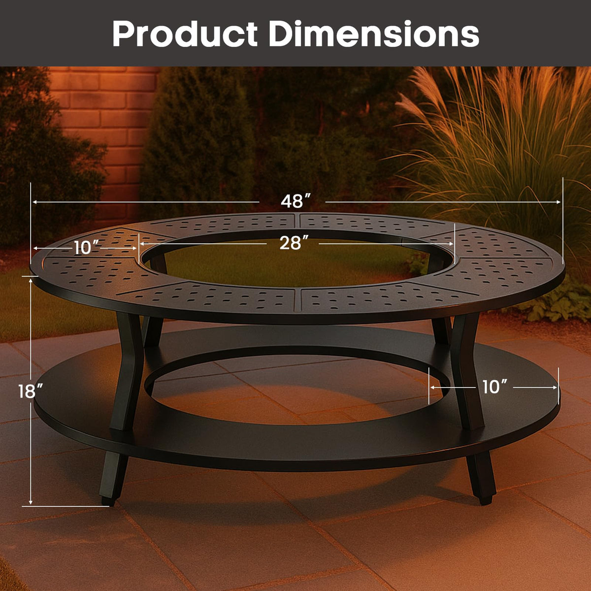 Uniflasy fire pit surround compatible with Bonfire for extended storage