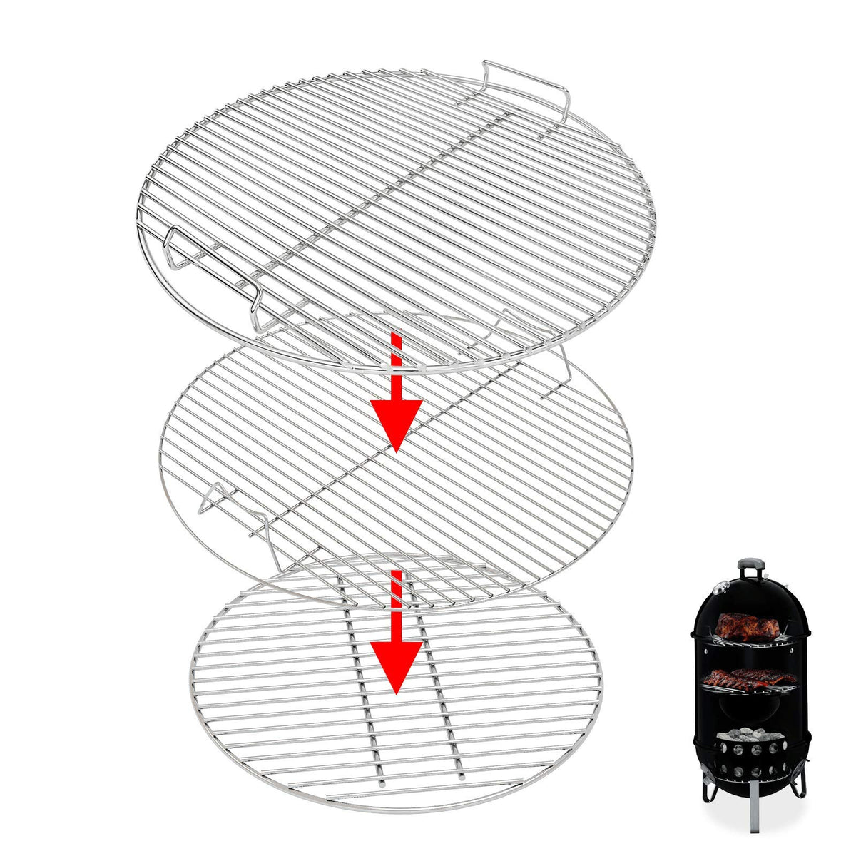 Uniflasy 7432 upper cooking grate for Weber Smokey Mountain ensures even heat.