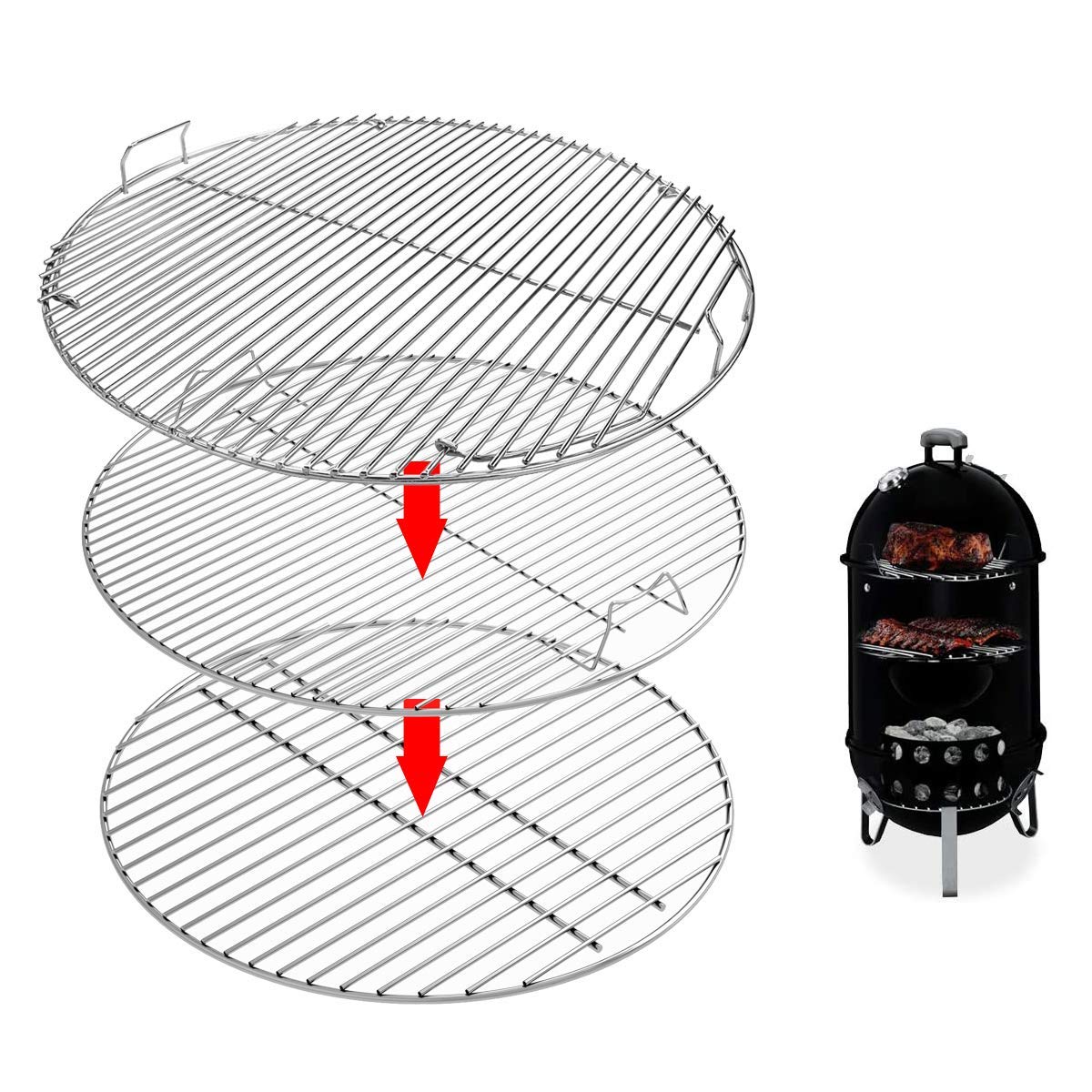 Uniflasy 7436 upper cooking grate close-up; durable plated steel for easy cleaning.