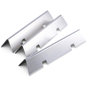 Uniflasy flavorizer bars for Weber Spirit I and II, front view showing precise fit and stainless finish