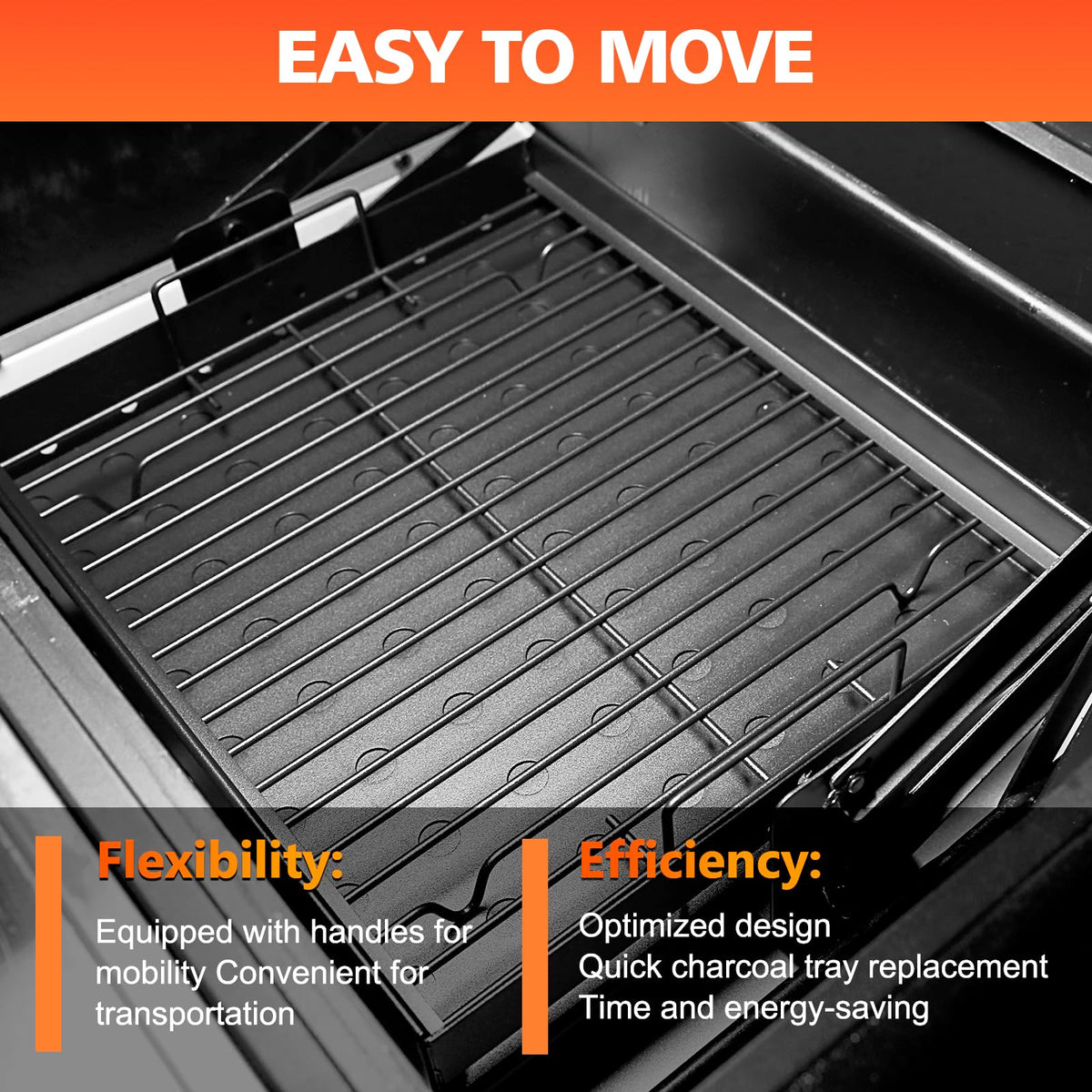 Uniflasy bottom ash outlet enables quick cleanup after cooking sessions.