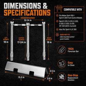 Uniflasy burner tubes for Weber Spirit GS4 ensure reliable heat distribution.