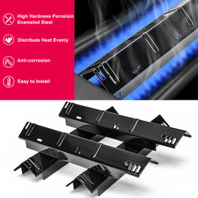 Uniflasy cast iron cooking grate provides consistent heat distribution for grilling.