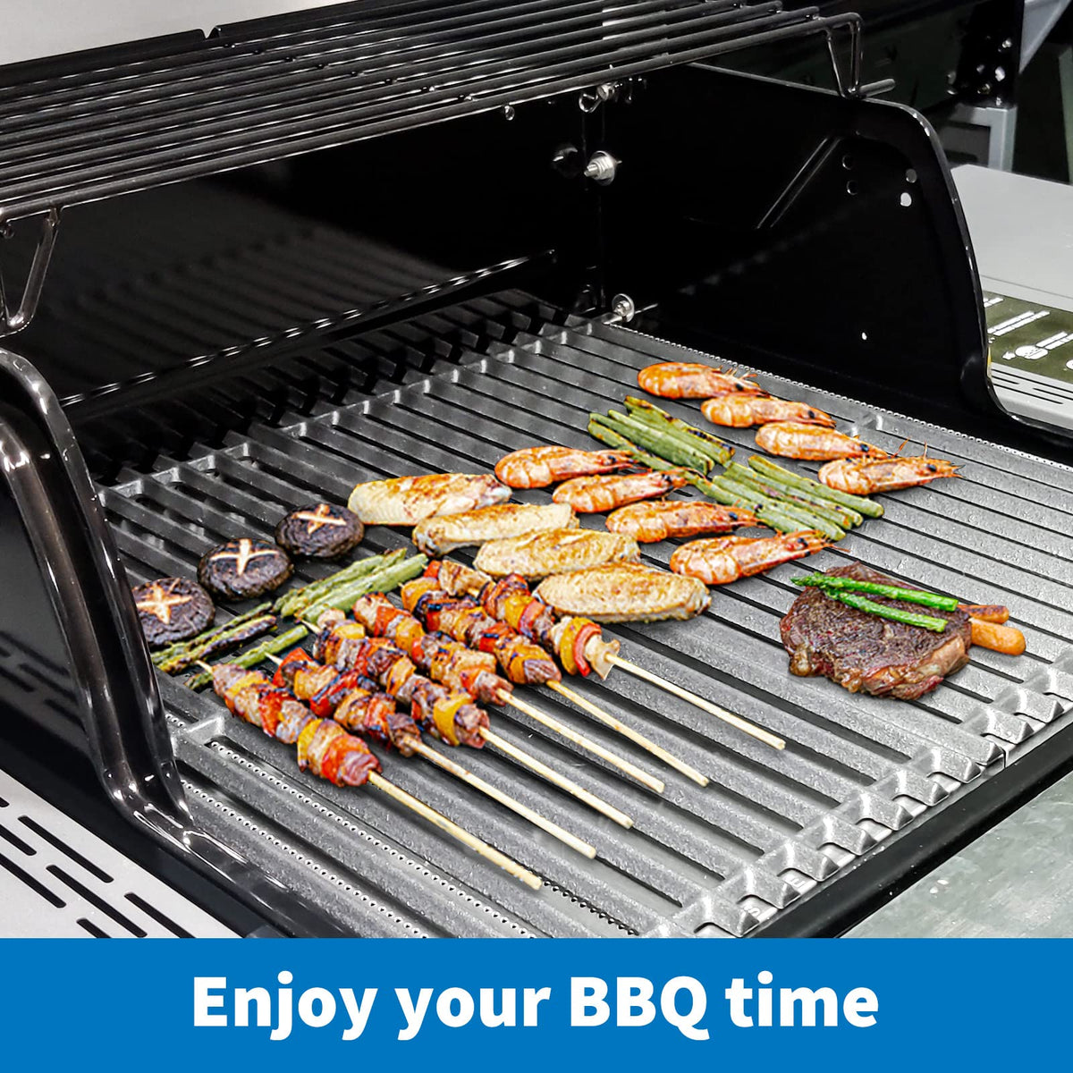 Two-piece cooking grate set provides easy upgrade and long-lasting durability.
