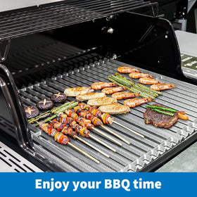 Two-piece cooking grate set provides easy upgrade and long-lasting durability.