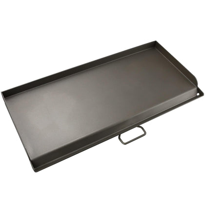 Uniflasy cast iron griddle 16in front view for Camp Chef stove with even heat.
