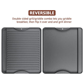 Uniflasy cast iron griddle ridged face for searing burgers and steaks