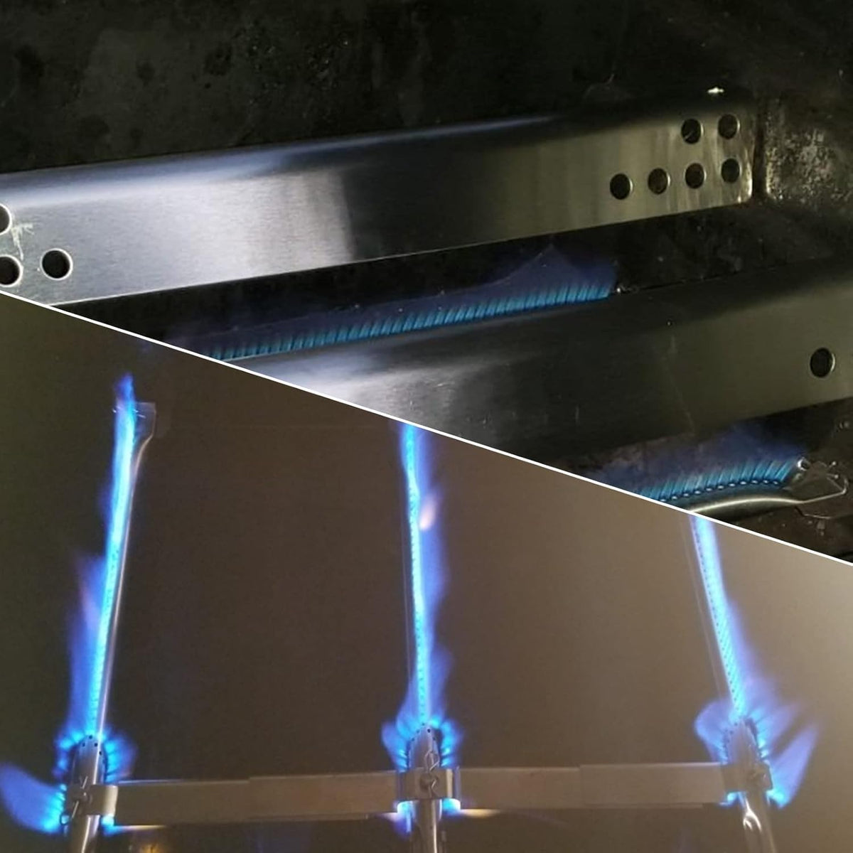 Uniflasy stainless heat plates protect burners and reduce flare-ups.