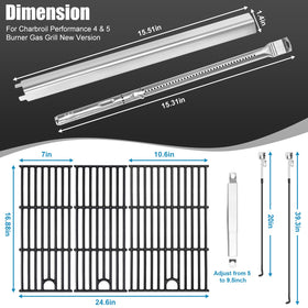Uniflasy adjustable crossover tubes fit multiple grills and promote even heat.