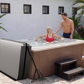 Uniflasy cover lift anti sharp edge treatment protects tub surfaces.