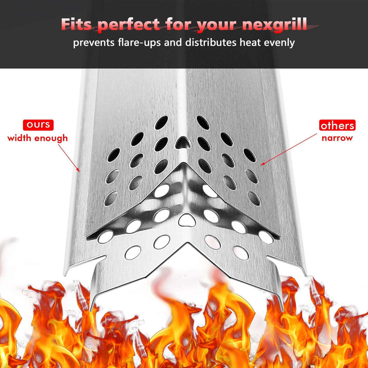 Uniflasy flame tamer reduces flare-ups on Nexgrill 720-0830H.