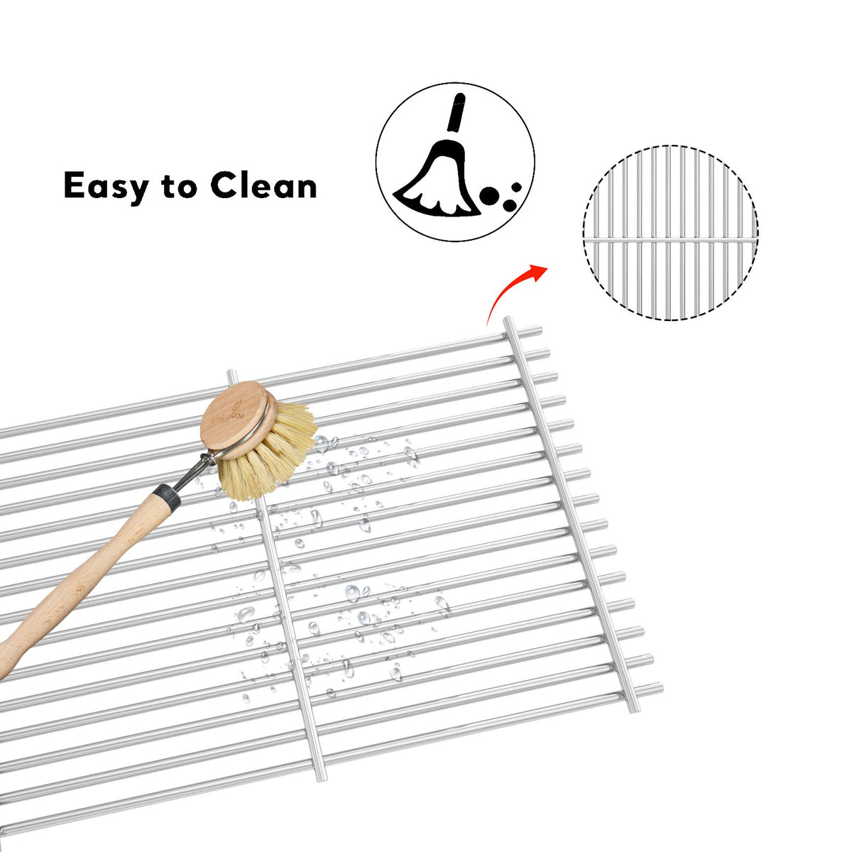 Uniflasy gap design prevents small foods from falling through.