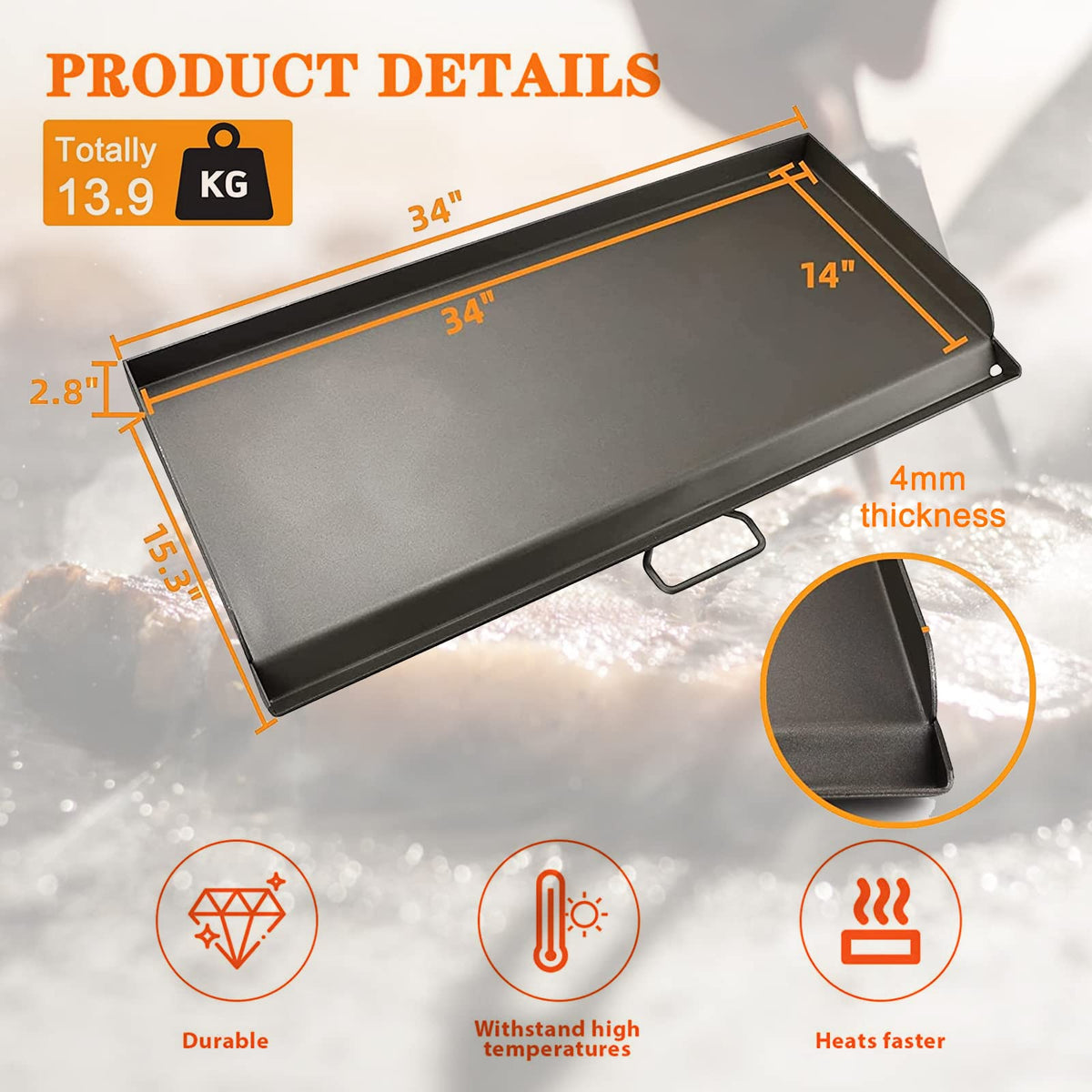 Uniflasy griddle grease drain design helps keep the surface cleaner