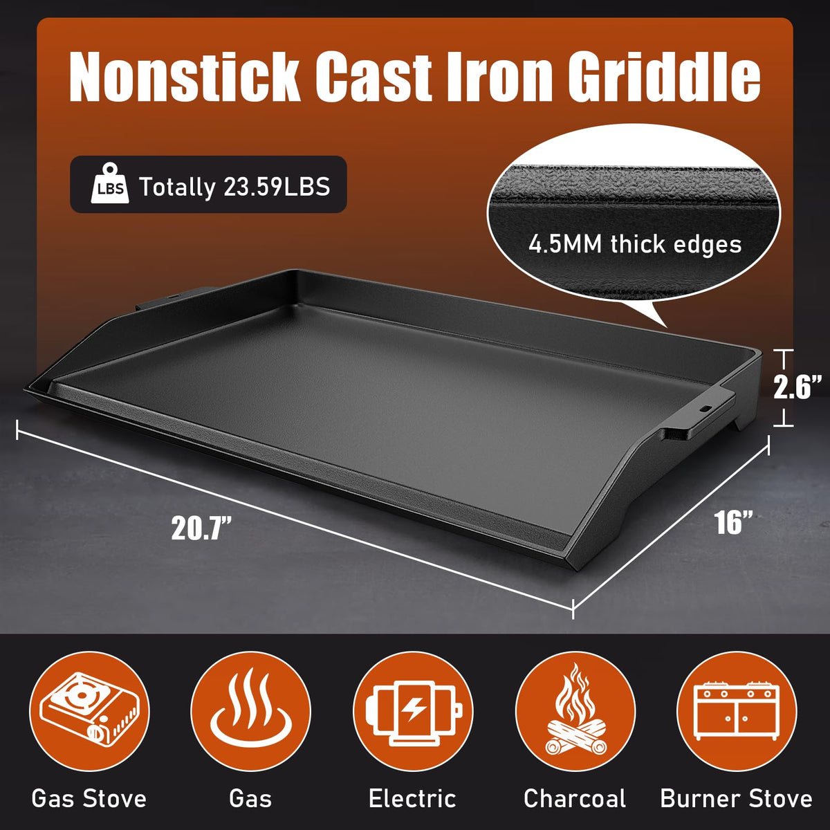 Uniflasy universal-fit griddle shown fitting Weber and Nexgrill for versatile grilling options