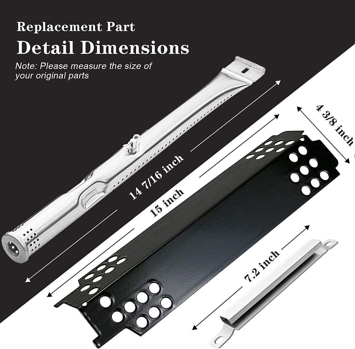 Uniflasy stainless burner tube ensures durable flame control.