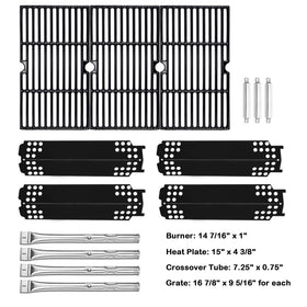 Uniflasy grill cooking grate 16-7-8 inches promotes even searing.